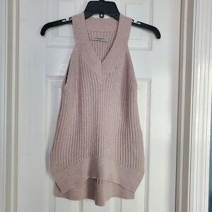 ALLSAINTS Manson Vest Ribbed‎ Knit Beige Sleeveless V Neck Cotton Size Small